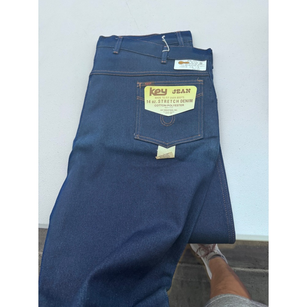 Vintage Key Industries Men 46x32 Stretch Denim Jeans Bootcut Made in USA NWT